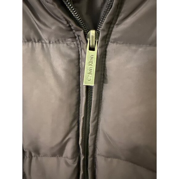 Calvin Klein Womens Puffer Jacket PM Gray Full Zip Hooded Quilted Design With Po - Picture 2 of 11